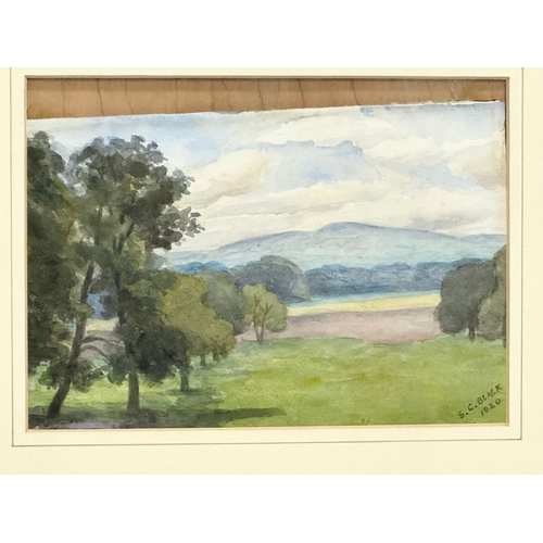 422 - A pair of Early 20th Century gilt framed watercolour drawings. S. C. Black. Dated 1920. Frames 37x42... 