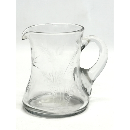 361 - Late 19th/Early 20th Century etched glass jugs and mug.