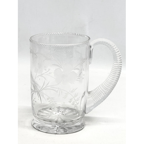 361 - Late 19th/Early 20th Century etched glass jugs and mug.