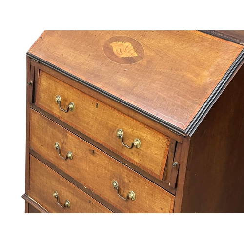 920 - A Late 19th Century Sheraton revival inlaid mahogany writing bureau. 77x43x97cm(8)