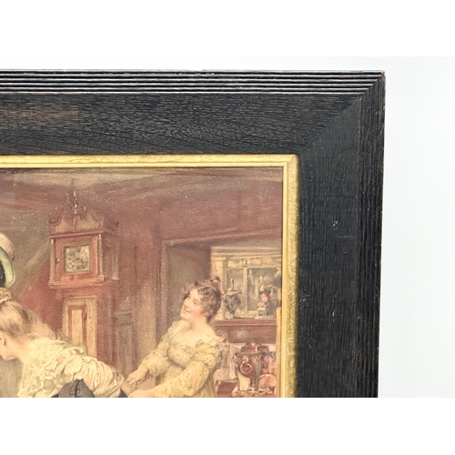 413 - A large 19th Century oak framed print. A Hearty Welcome. From the original by Edgar Bundy. 84x62cm