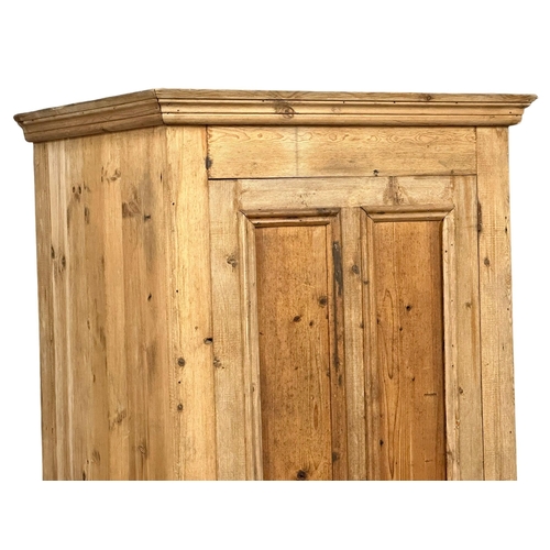 122 - A large Late 19th Century Victorian pine single door cupboard with drawer. 84x:68x204cm