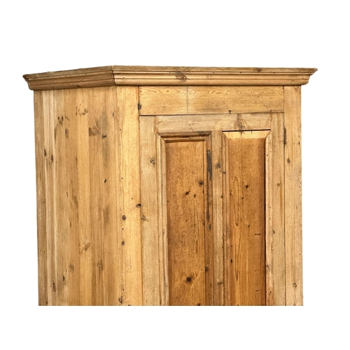 122 - A large Late 19th Century Victorian pine single door cupboard with drawer. 84x:68x204cm