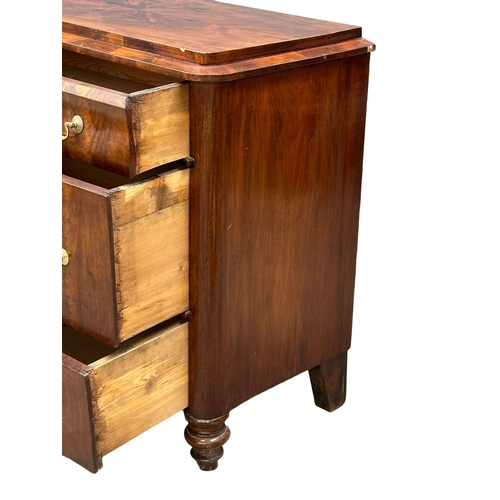 192 - A Mid 19th Century North European mahogany Biedeimier style chest it drawers, with brass drop handle... 