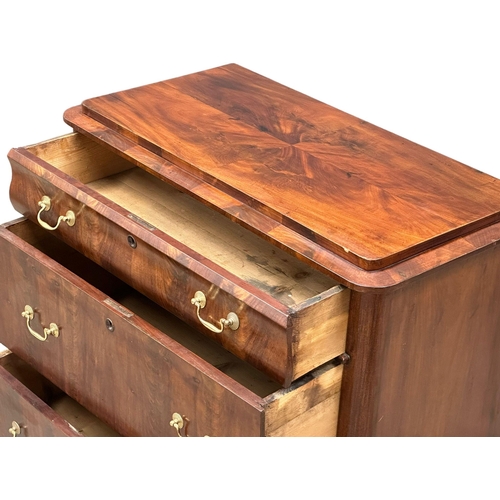 192 - A Mid 19th Century North European mahogany Biedeimier style chest it drawers, with brass drop handle... 