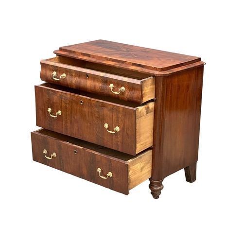 192 - A Mid 19th Century North European mahogany Biedeimier style chest it drawers, with brass drop handle... 