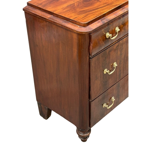 192 - A Mid 19th Century North European mahogany Biedeimier style chest it drawers, with brass drop handle... 