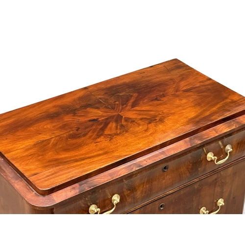 192 - A Mid 19th Century North European mahogany Biedeimier style chest it drawers, with brass drop handle... 