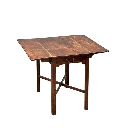 217 - An 18th Century George III mahogany supper table, with drawer and stretcher base. Circa 1780. Closed... 