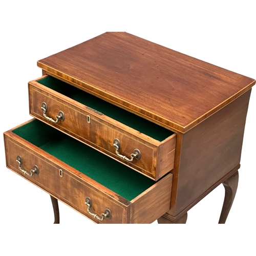 256 - An Edwardian inlaid mahogany Sheraton Revival 2 drawer chest. 60x40x74cm