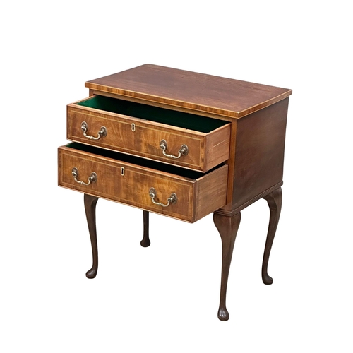 256 - An Edwardian inlaid mahogany Sheraton Revival 2 drawer chest. 60x40x74cm