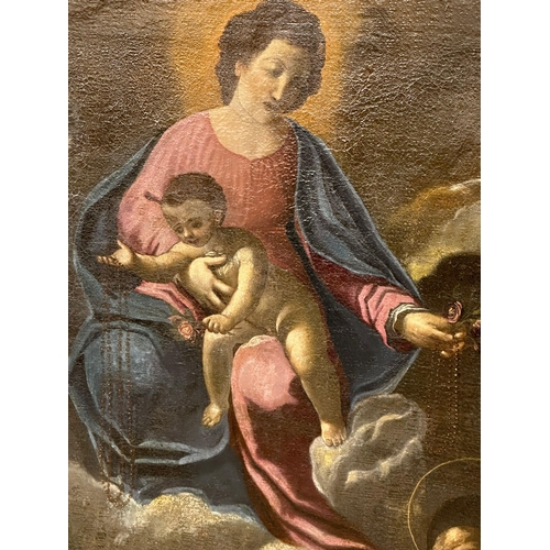 3 - A very large Late 17th Century Italian oil on canvas. Of Madonna & Child with St Francis and St Domi... 