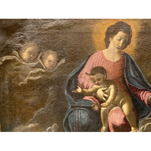 3 - A very large Late 17th Century Italian oil on canvas. Of Madonna & Child with St Francis and St Domi... 