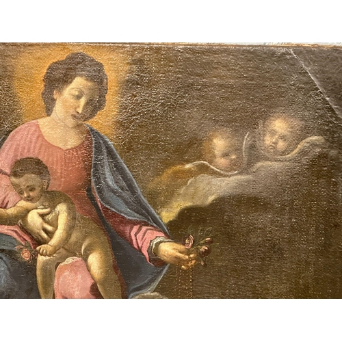 3 - A very large Late 17th Century Italian oil on canvas. Of Madonna & Child with St Francis and St Domi... 