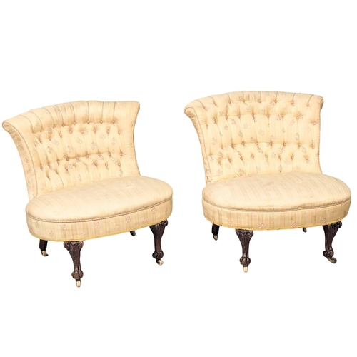 51 - A pair of large 19th Century Victorian country house fireside chairs / bedroom chairs on Cabriole le... 