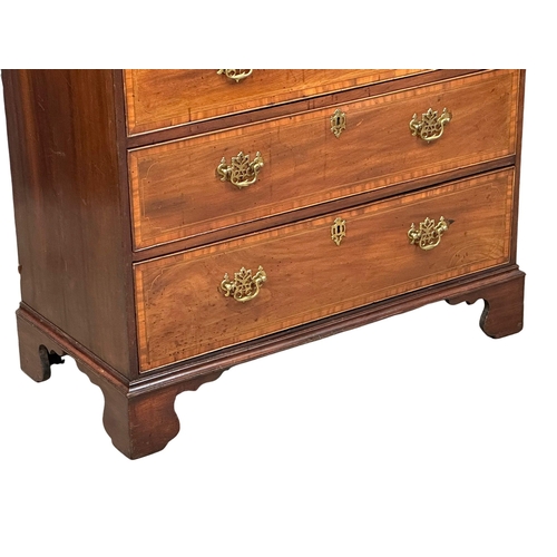 168 - A good proportioned Late 18th Century George III inlaid mahogany chest on chest of Greek Key mouldin... 