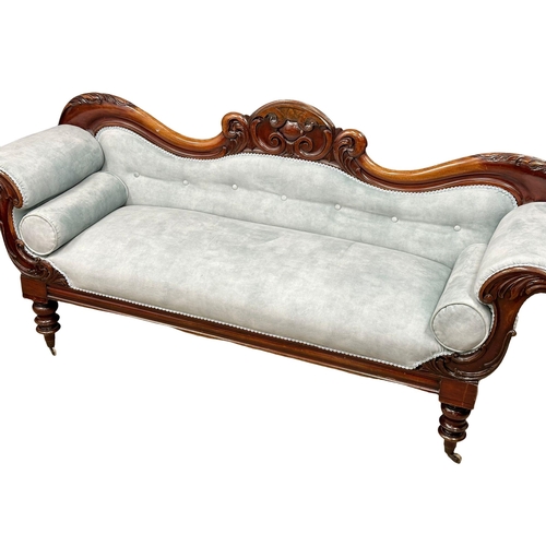 319 - A large 19th Century Victorian mahogany framed double end couch. Circa 1860. 214cm