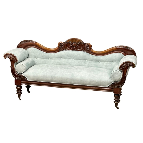 319 - A large 19th Century Victorian mahogany framed double end couch. Circa 1860. 214cm