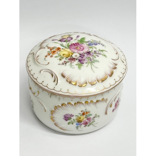 229A - Franziska Hirsch. An Early 20th Century Dresden pottery trinket box with lid. 9.5x7cm