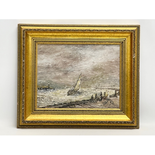 994 - Edward McCormick. Oil on board. Harbour scene. 36x28cm. Frame 50x42.5cm. Eric McCormick.