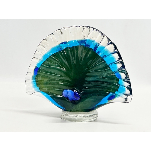 492 - A Murano style art glass peacock. 21x14x18cm