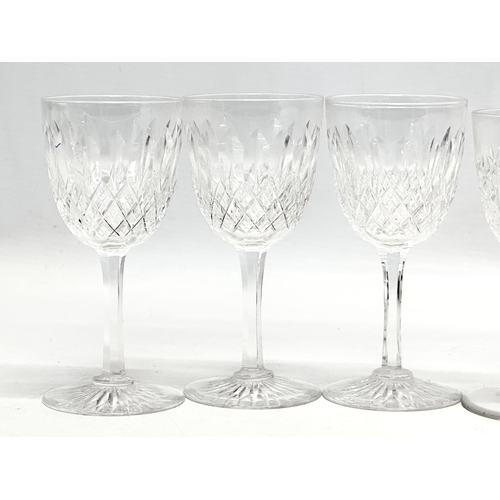 229B - 2 sets of 3 crystal port glasses. 3 hollow stem diamond cut glasses 12cm.