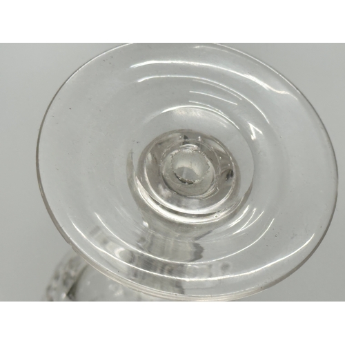 229B - 2 sets of 3 crystal port glasses. 3 hollow stem diamond cut glasses 12cm.