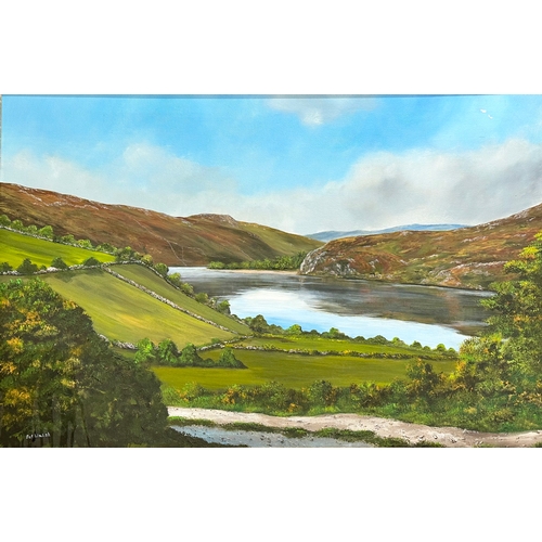 995 - Patrick Walsh. A large oil on canvas. County Wicklow Lough. 76x51cm. Gilt frame 90x64cm.