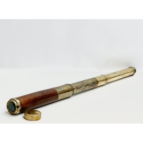 100D - C. West, London. An Early 19th Century George III three draw refractor telescope. By C. West.