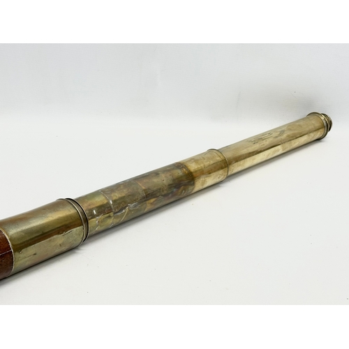 100D - C. West, London. An Early 19th Century George III three draw refractor telescope. By C. West.