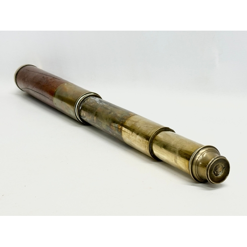 100D - C. West, London. An Early 19th Century George III three draw refractor telescope. By C. West.