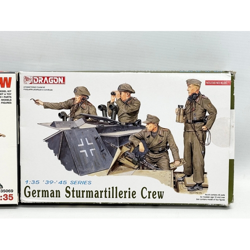 769 - 4 unused model kits. A MiniArt German SPG Crew Riders. A MiniArt British Armoured Car Crew. A Dragon... 