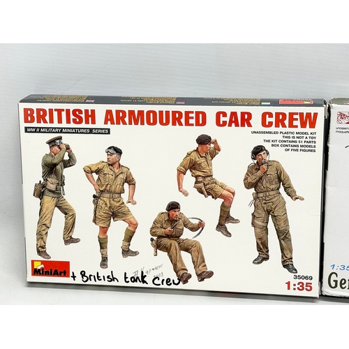 769 - 4 unused model kits. A MiniArt German SPG Crew Riders. A MiniArt British Armoured Car Crew. A Dragon... 