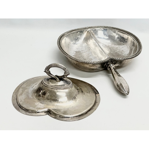 352A - A 19th Century silver plated entree dish. 29x38cm