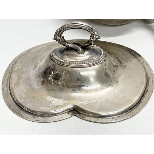 352A - A 19th Century silver plated entree dish. 29x38cm