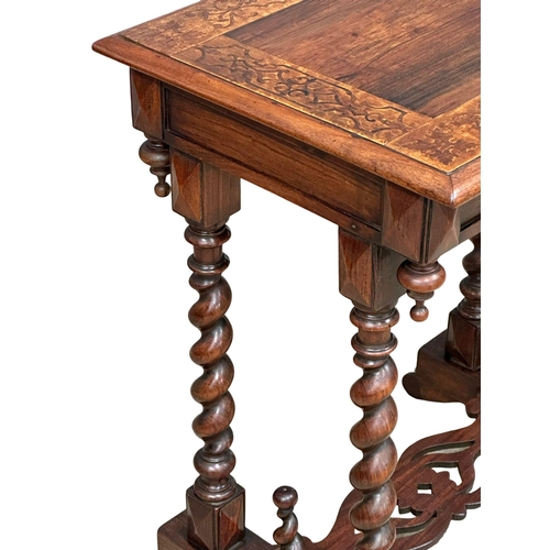 194 - A William IV inlaid rosewood work table/storage table. With barley twist supports. Circa 1830. 61x45... 