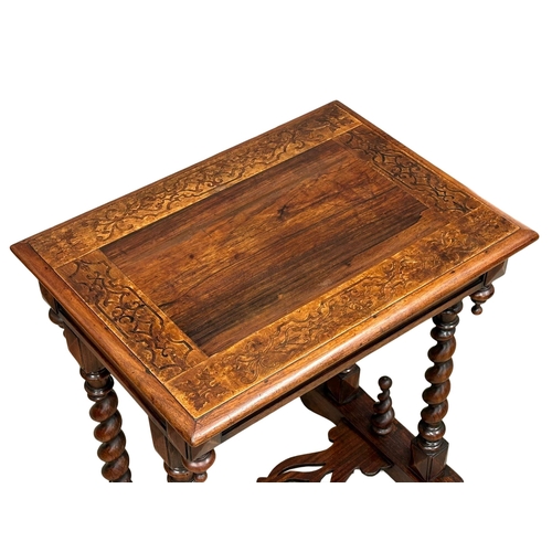 194 - A William IV inlaid rosewood work table/storage table. With barley twist supports. Circa 1830. 61x45... 