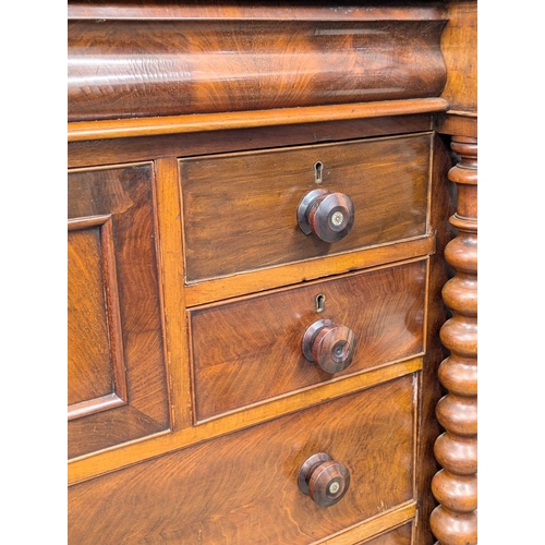 222 - A large Victorian mahogany chest of drawers with bobbin turn columns. Circa 1860-1870. 123x59x130.5c... 