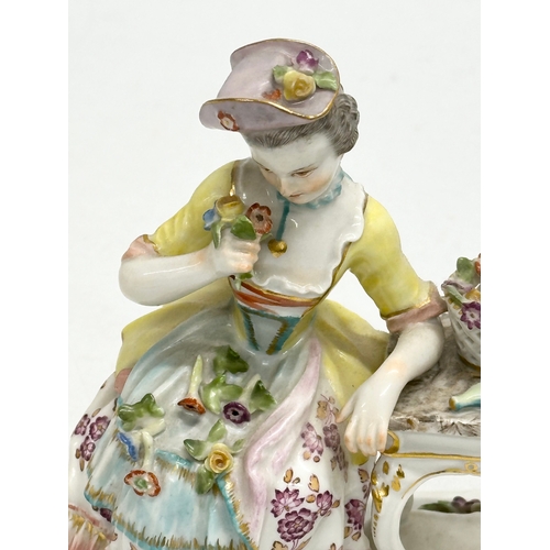 19 - Meissen Five Senses. A Late 19th Century “Smell” figurine by Meissen. From the Five Senses Series. M... 