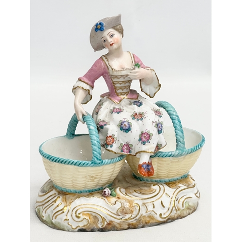 22 - A pair of Late 19th Century Meissen figural Bon Bon dishes/sweet meat dishes. 13x17cm