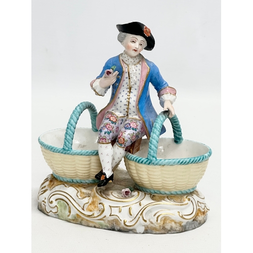 22 - A pair of Late 19th Century Meissen figural Bon Bon dishes/sweet meat dishes. 13x17cm