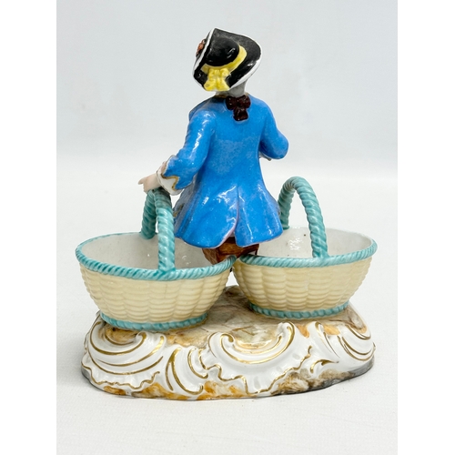 22 - A pair of Late 19th Century Meissen figural Bon Bon dishes/sweet meat dishes. 13x17cm