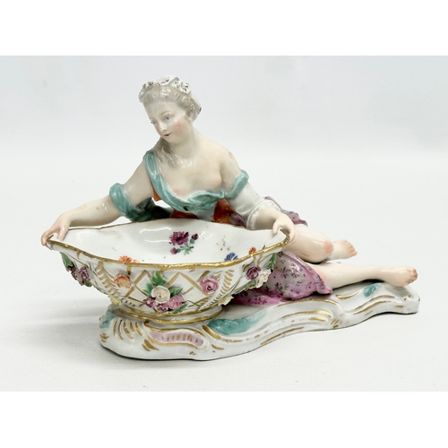 23 - A pair of large Late 19th Century Meissen figural table salts/sweet meat dishes. Modelled after J.J.... 