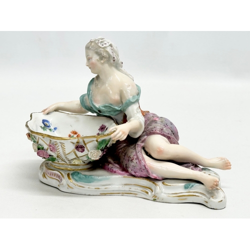 23 - A pair of large Late 19th Century Meissen figural table salts/sweet meat dishes. Modelled after J.J.... 