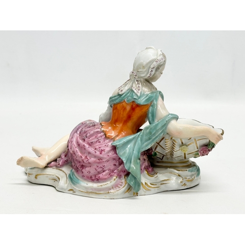 23 - A pair of large Late 19th Century Meissen figural table salts/sweet meat dishes. Modelled after J.J.... 