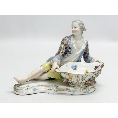 23 - A pair of large Late 19th Century Meissen figural table salts/sweet meat dishes. Modelled after J.J.... 