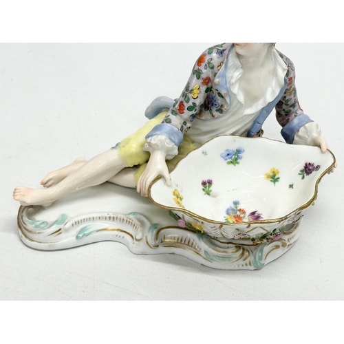 23 - A pair of large Late 19th Century Meissen figural table salts/sweet meat dishes. Modelled after J.J.... 