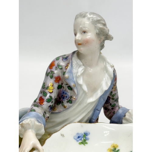 23 - A pair of large Late 19th Century Meissen figural table salts/sweet meat dishes. Modelled after J.J.... 