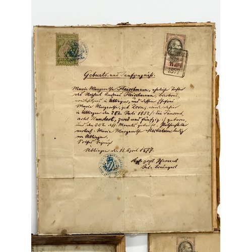 502 - A collection of 19th Century German certificates. Imperial German Embassy marriage  certificates etc... 