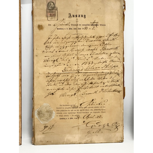 502 - A collection of 19th Century German certificates. Imperial German Embassy marriage  certificates etc... 